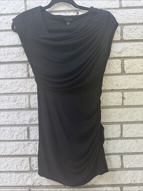 Collection B Black Draped Cowl-Neck Mini Dress